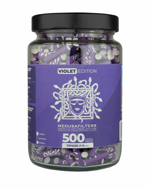 MEDUSA FILTERS 6 mm 'Violet Edition' | 500 Aktivkohlefilter im Glas