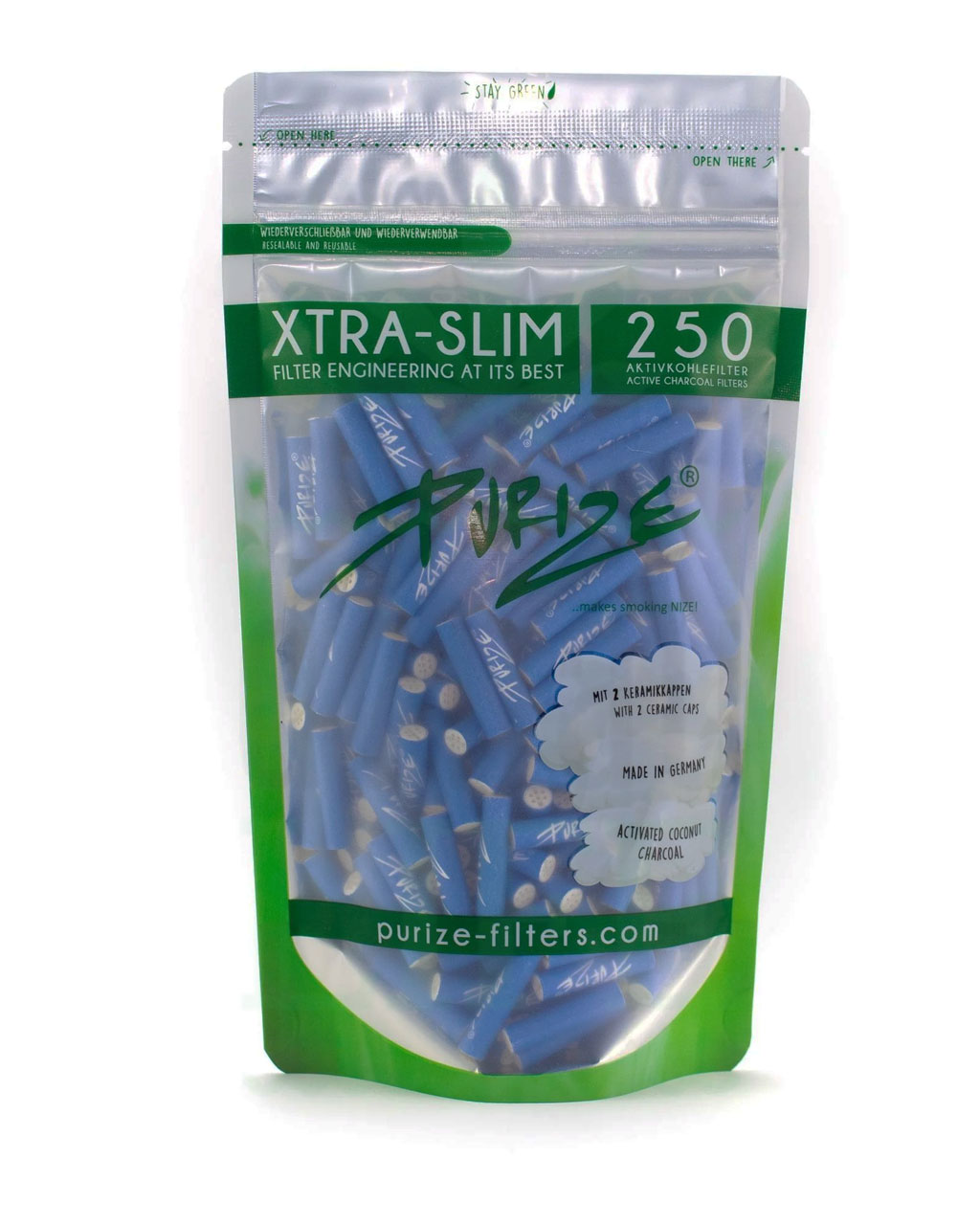PURIZE® XTRASlim Aktivkohlefilter 250 Stück