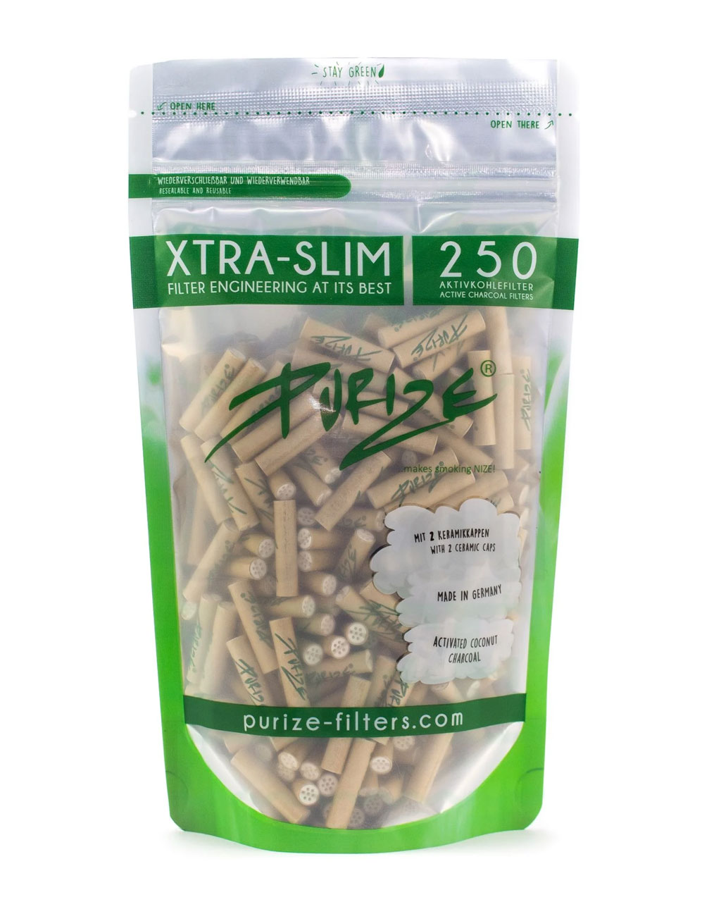 PURIZE® XTRASlim Aktivkohlefilter 250 Stück