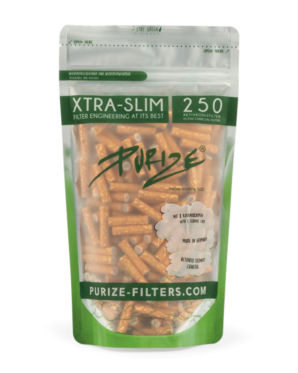PURIZE® XTRASlim Aktivkohlefilter 250 Stück