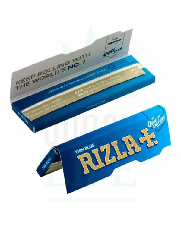 RIZLA+ Single Wide Papers Silver/Blue/Green | 50 Blatt