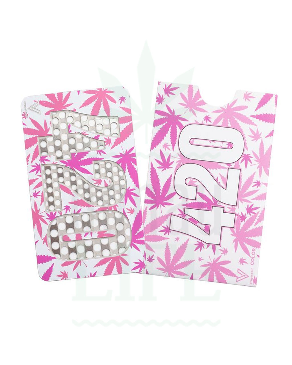 V SYNDICATE Grinder Card '420 Leafs' pink | Kreditkarten Format