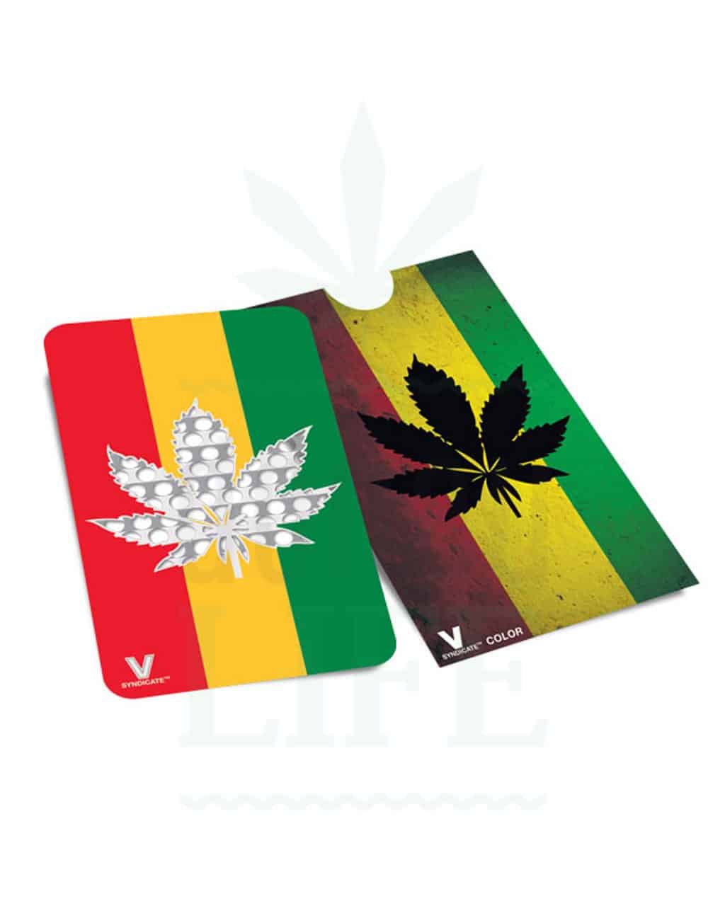 V SYNDICATE Grinder Card 'Rasta Leaf' grün | Kreditkarten Format