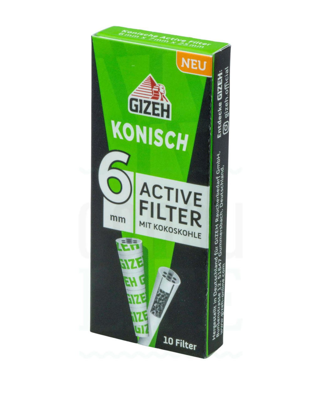 GIZEH Aktivkohlefilter 6-7 mm konisch | 10 Filter