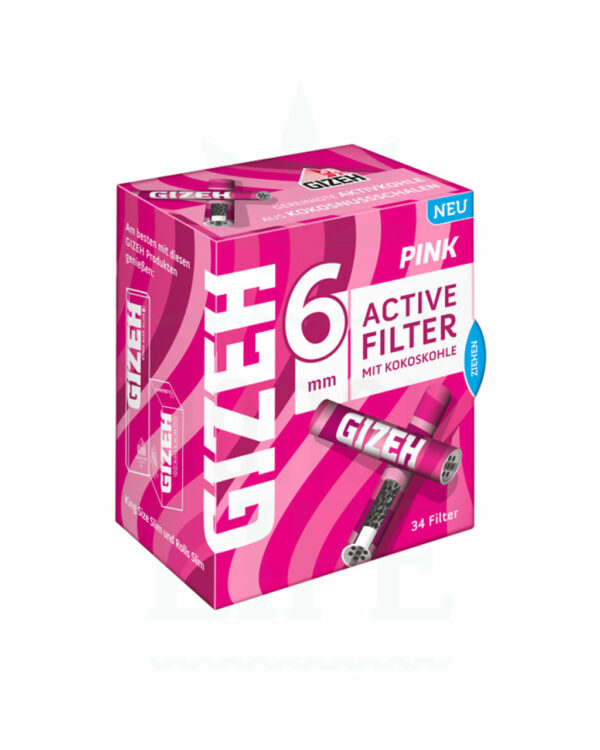 GIZEH Aktivkohlefilter 6 mm 'Pink Edition' | 34 Filter