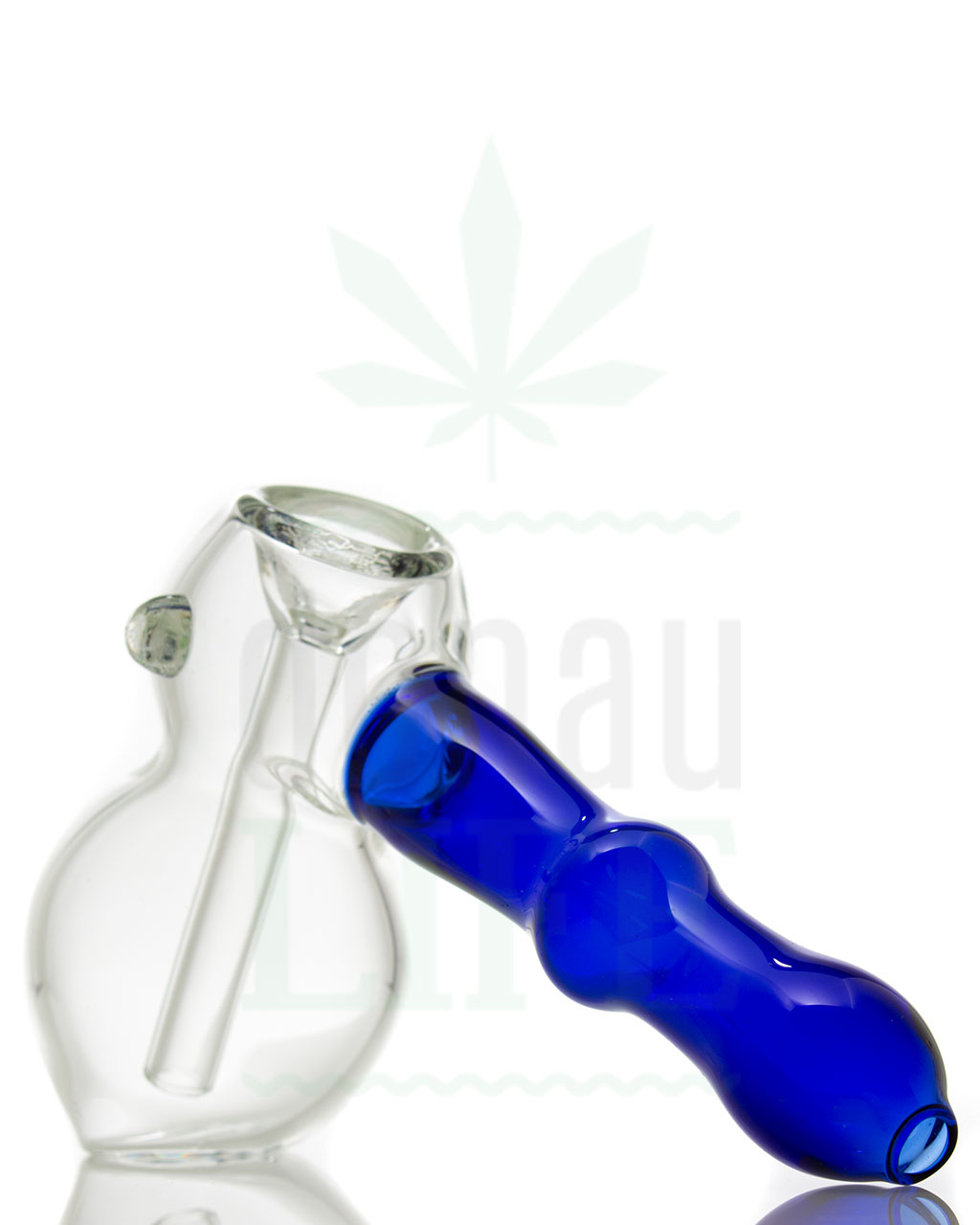 Glasbubbler 'Spiderweb' | blau/rot